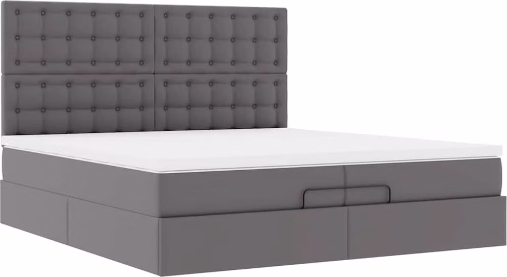 Struttura Letto Pouf con Materassi Grigio 200x200 cm Pelle finta