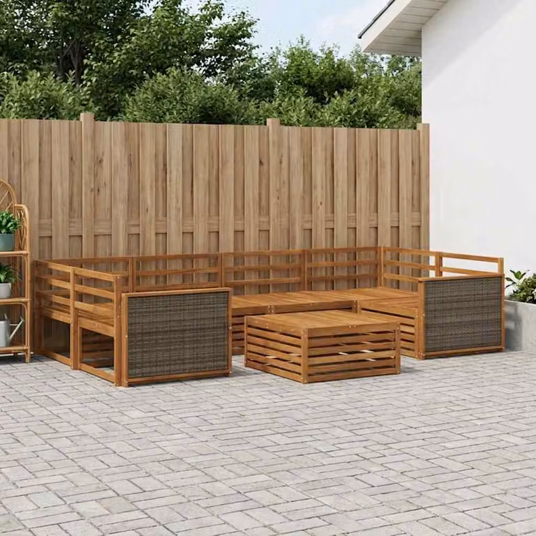 Set di divani da esterno vidaXL in legno di acacia massello, 7 pezzi, colore marrone naturale