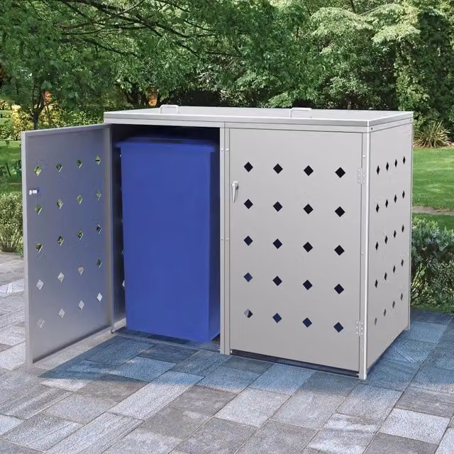 Copribidone per Spazzatura Doppio 240 L in Acciaio Inox 145380