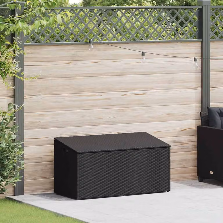 Baule da giardino nero 110x50x58 cm in polyrattan