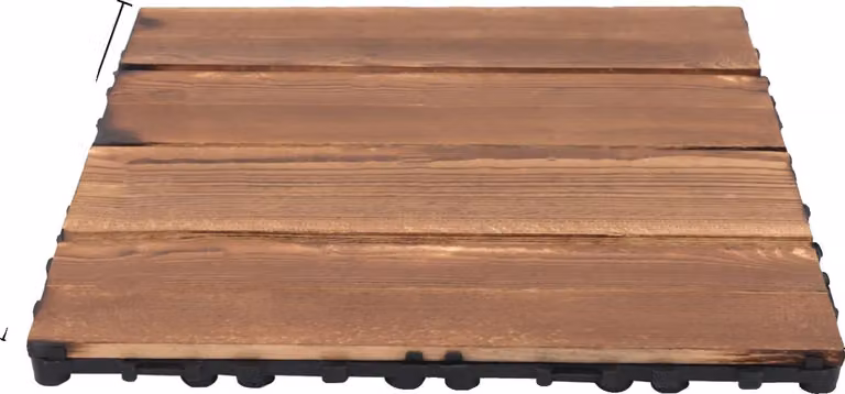 Piastrelle per terrazze in legno, design ad incastro, legno massello resistente, marrone