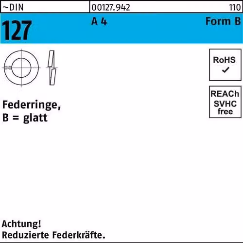 Rondelle elastiche Reyher 127 V4a B 5 (1000 pezzi)
