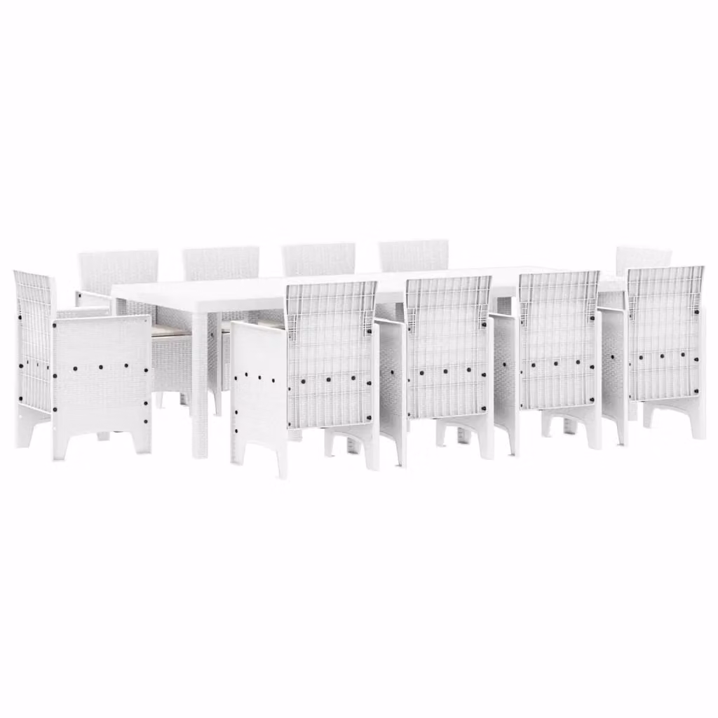 vidaXL Set da Pranzo per Giardino e Terrazzo 11 pz in Polyrattan Bianco Moderno – 2