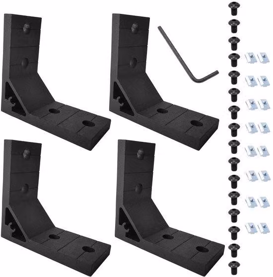Kit di collegamento in alluminio a 4 elementi – Include 16 viti a T M8 – 16 viti M8 x 18 mm – 1 chiave a Esagono M5 – Adatto per profili in alluminio serie 2020