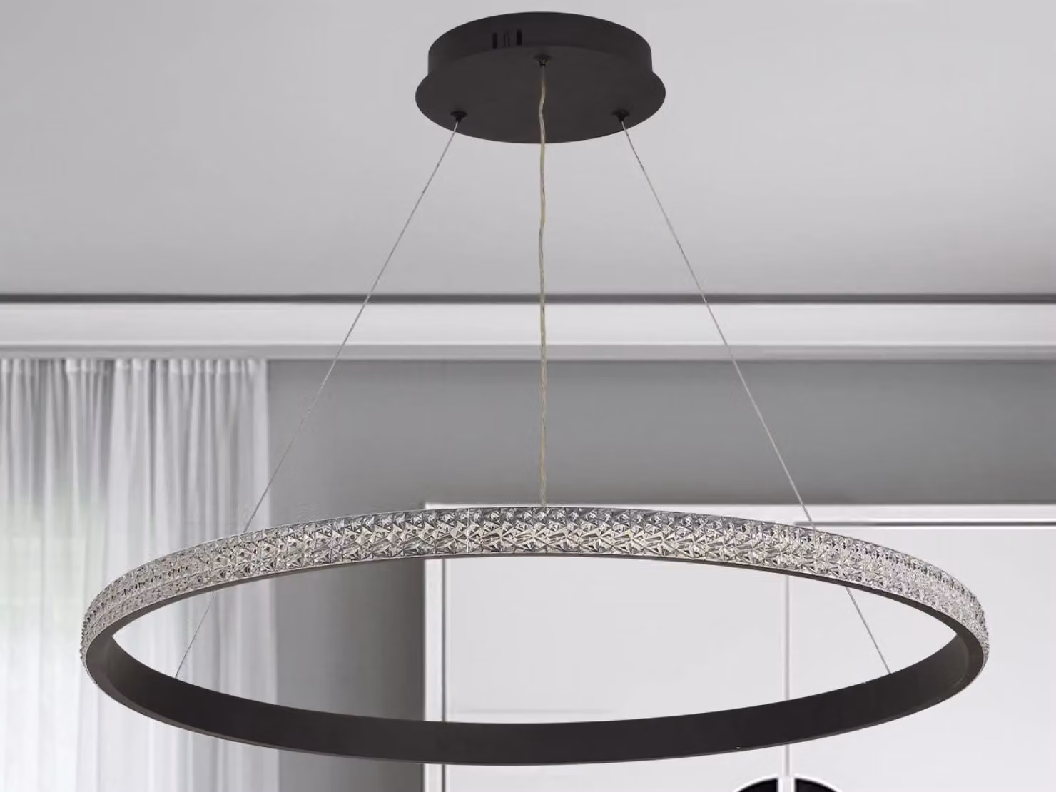 Lampada a sospensione LED con cavo, inclusa di telecomando, 55W - Modello J4387/B