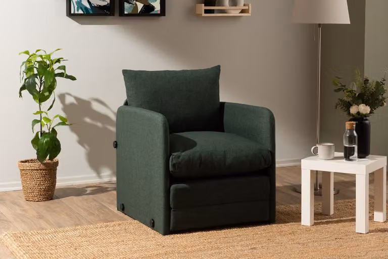 Hanah Home, Saga Single - Green, divano letto, verde, 100% METALLO, 68 x 70 x 66 cm