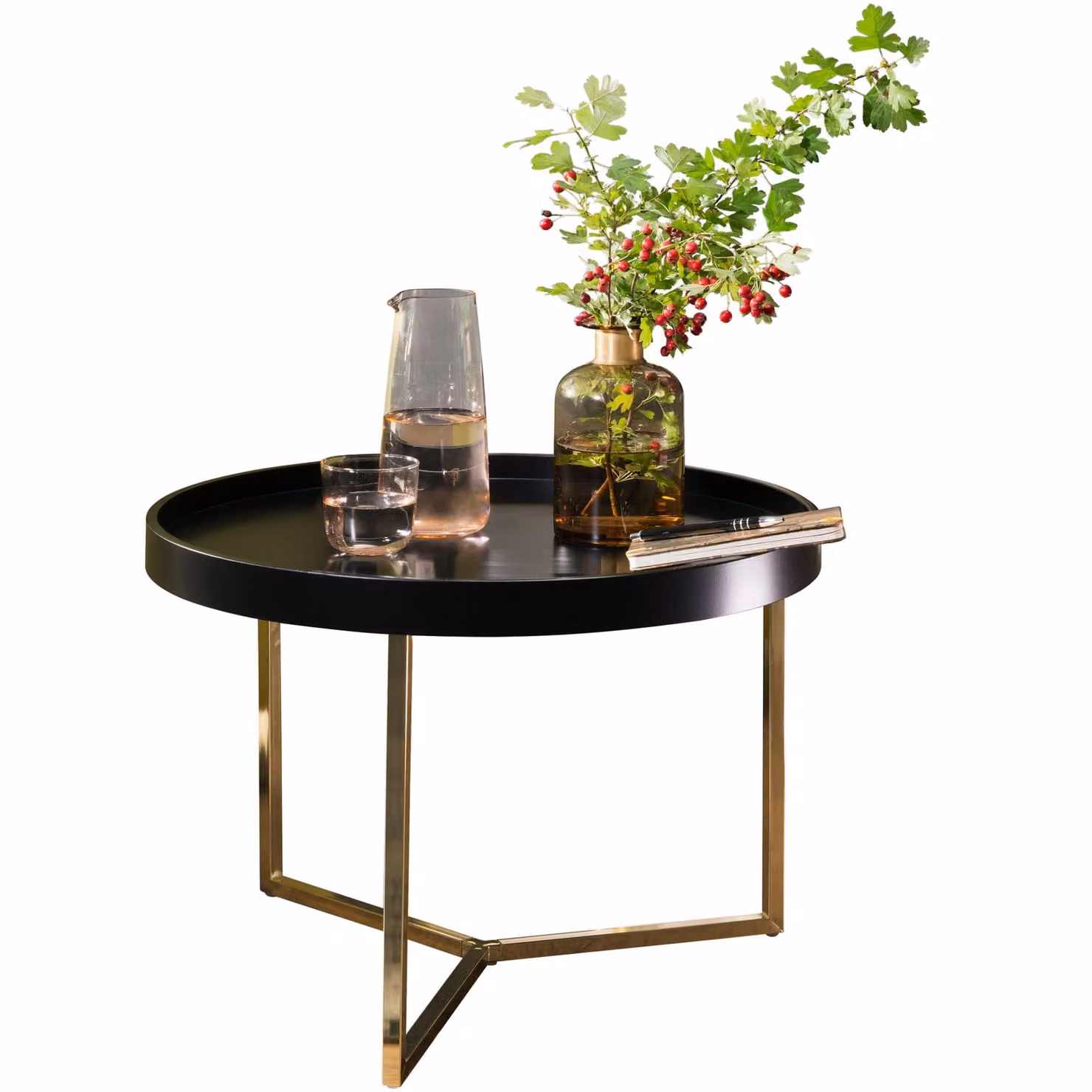 Tavolino da caffè EVA 58,5x42x58,5cm Nero / Oro Tavolino da divano