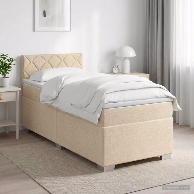 Maison Exclusive - Letto boxspring con materasso e testiera Crema 90 x 200 cm Tessuto