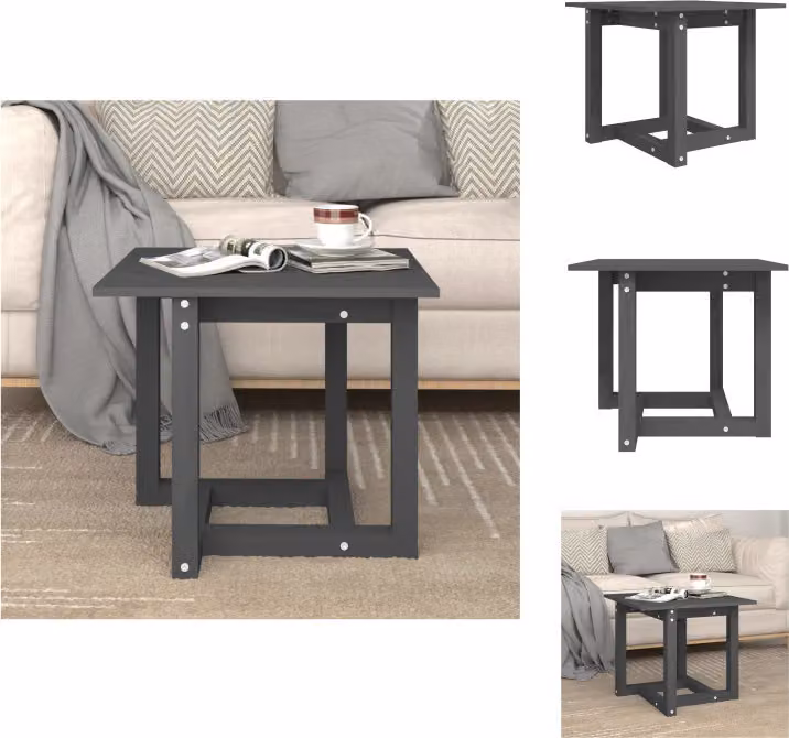 vidaXL Tavolino grigio 50x50x45 cm in legno di pino massiccio - Tavolini da caffè