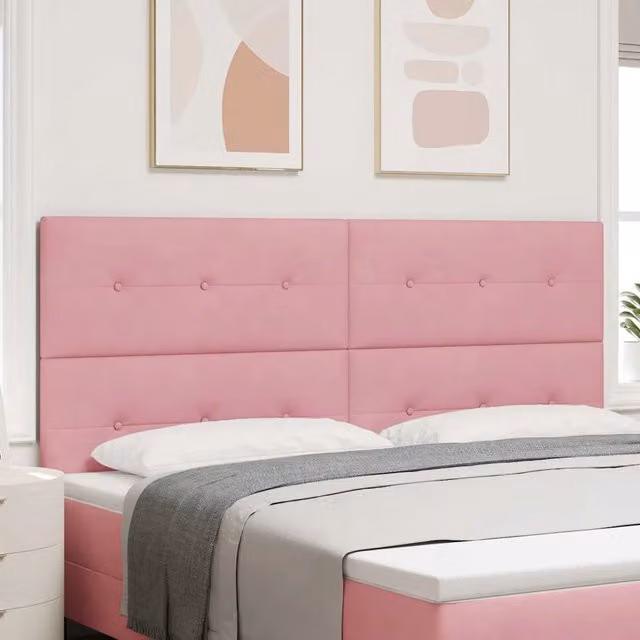 Testiera per letto con illuminazione LED integrata vidaXL in velluto rosa, L: 200 cm