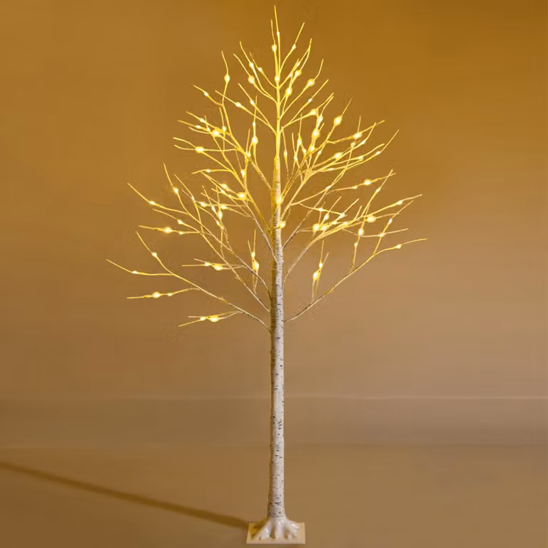 COSTWAY Albero luminoso a LED da 180 cm, albero di betulla con luci LED bianco caldo, albero di Natale artificiale, abete, albero di Natale, albero artificiale, albero decorativo