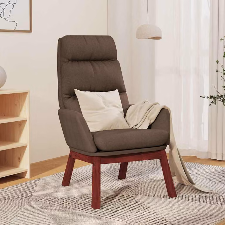 Sedia Relax vidaXL in tessuto beige e grigio con struttura in legno e metallo