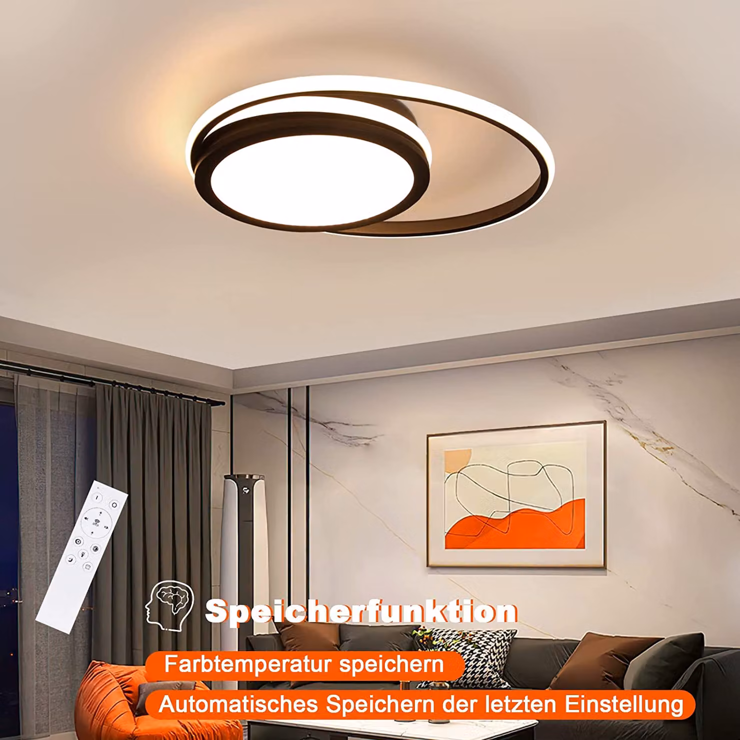 ZMH Plafoniera LED - Luce da cucina rotonda moderna dimmerabile da 56 W con design a cielo stellato