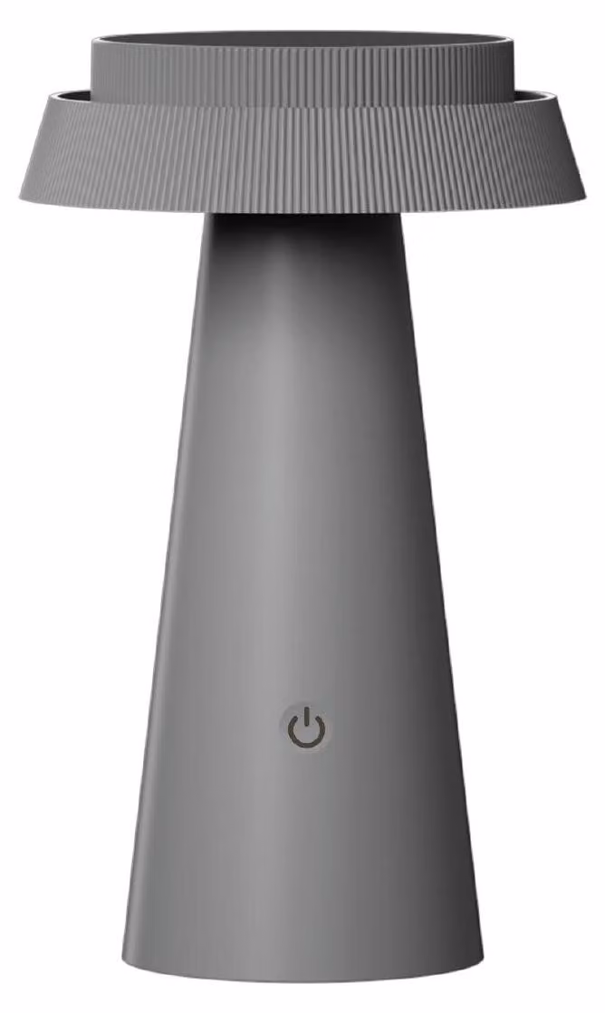 Luxus Europe - Lampada da tavolo solare Mambo grigia - Lampada da tavolo solare LED da esterno, senza fili, alimentata a energia solare e ricaricabile tramite USB-C