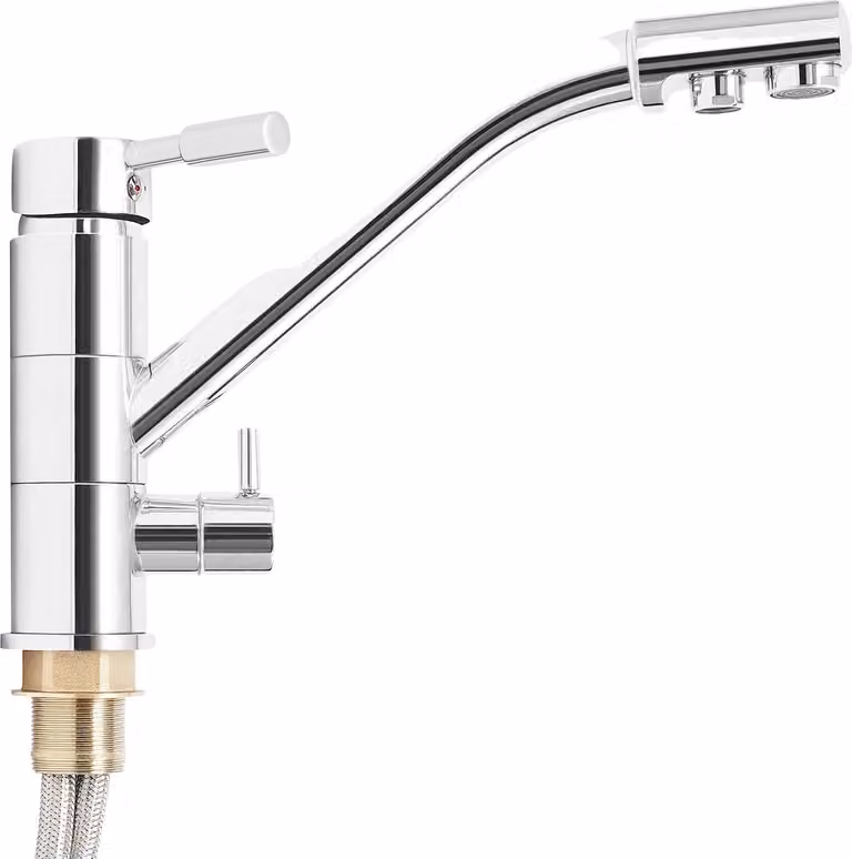 rubinetto da cucina 3 in 1, struttura in ottone, bocca girevole a 360 gradi