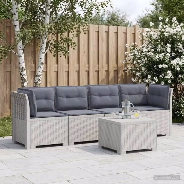 Divano da Giardino a 4 Posti con Cuscini in Stile Rattan PP 3443881