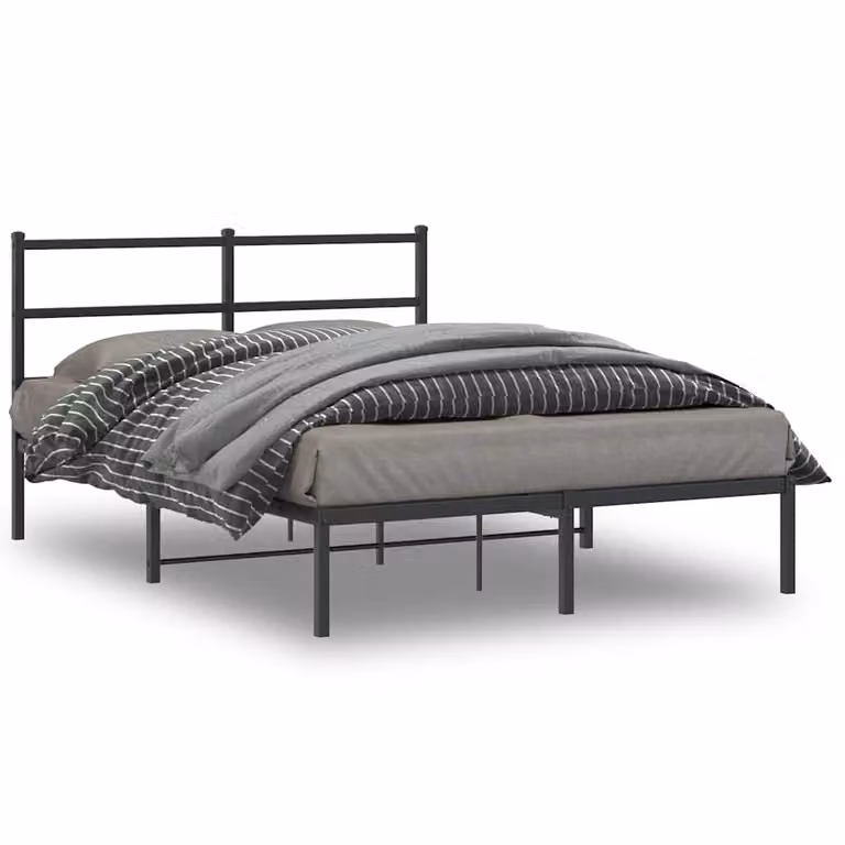 vidaXL Giroletto con Testiera in Metallo Nero L: 140 cm, P: 200 cm