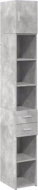 Mobiletto da bagno moderno HELLOSHOP26 in legno composito grigio opaco con ante e cassetti, sospeso, L/P/H: 30 x 42,5 x 225 cm