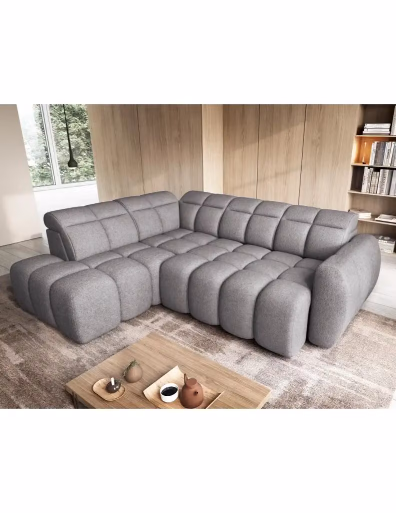 Divano ad angolo elettrico MEUBLORAMA RONDA 4 posti grigio con angolo sinistro, funzione letto e poggiatesta regolabile – 2