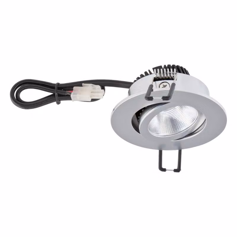 EVN P-LED, faretto da incasso a soffitto rotondo orientabile, cromo opaco, IP20, 350 mA, 8,4 W, 3000 K, 1010 lm, 90 Ra, diametro di incasso 68 mm