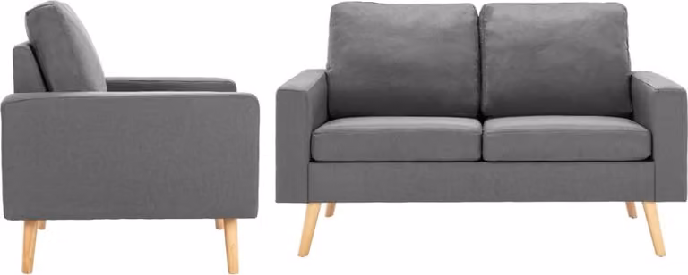 Maison Exclusive - Set divano 2 pezzi in tessuto grigio chiaro