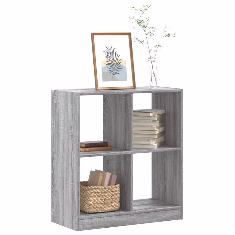 Libreria moderna vidaXL in legno e MDF grigia, da appendere al muro, L: 68,5 cm, P: 32 cm, H: 75 cm