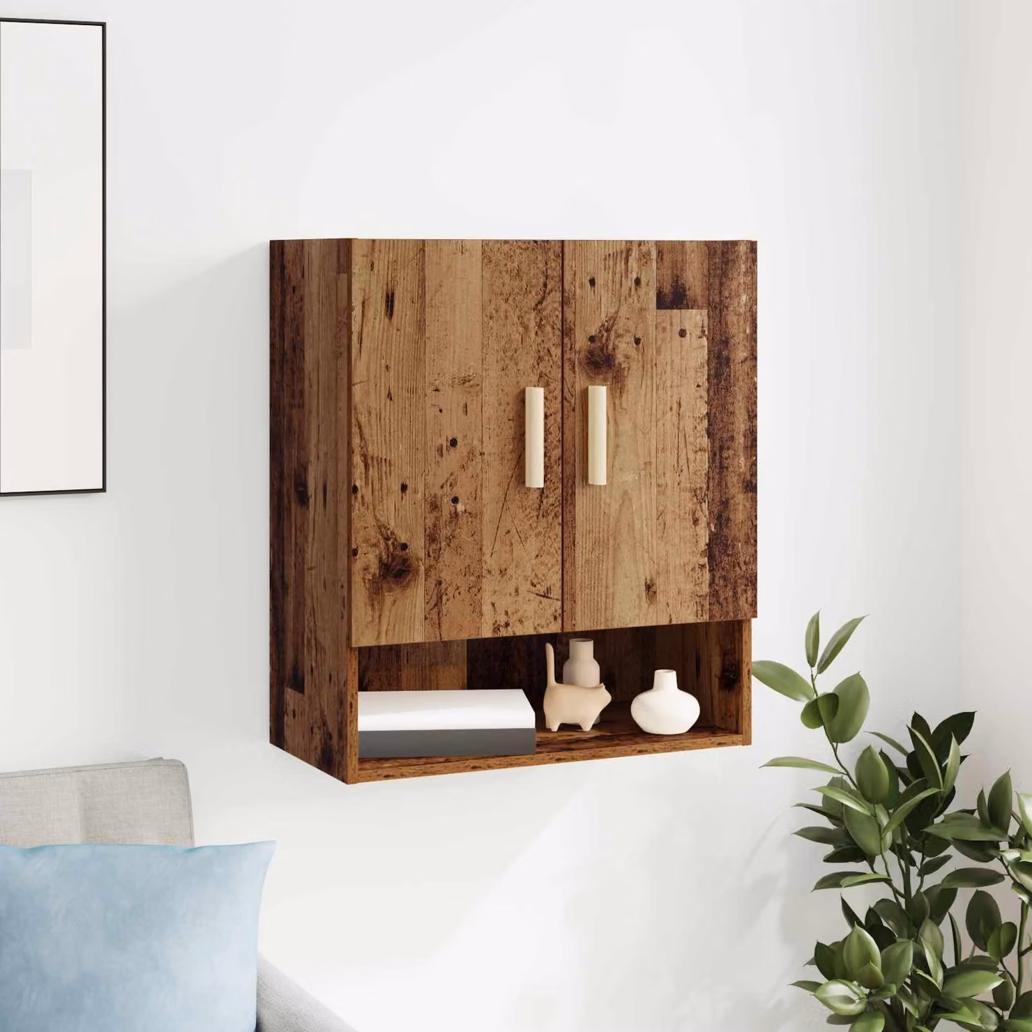 Armadietto a muro moderno vidaXL in legno marrone con ante a battente e ripiani interni L/P/H: 60 x 31 x 70 cm