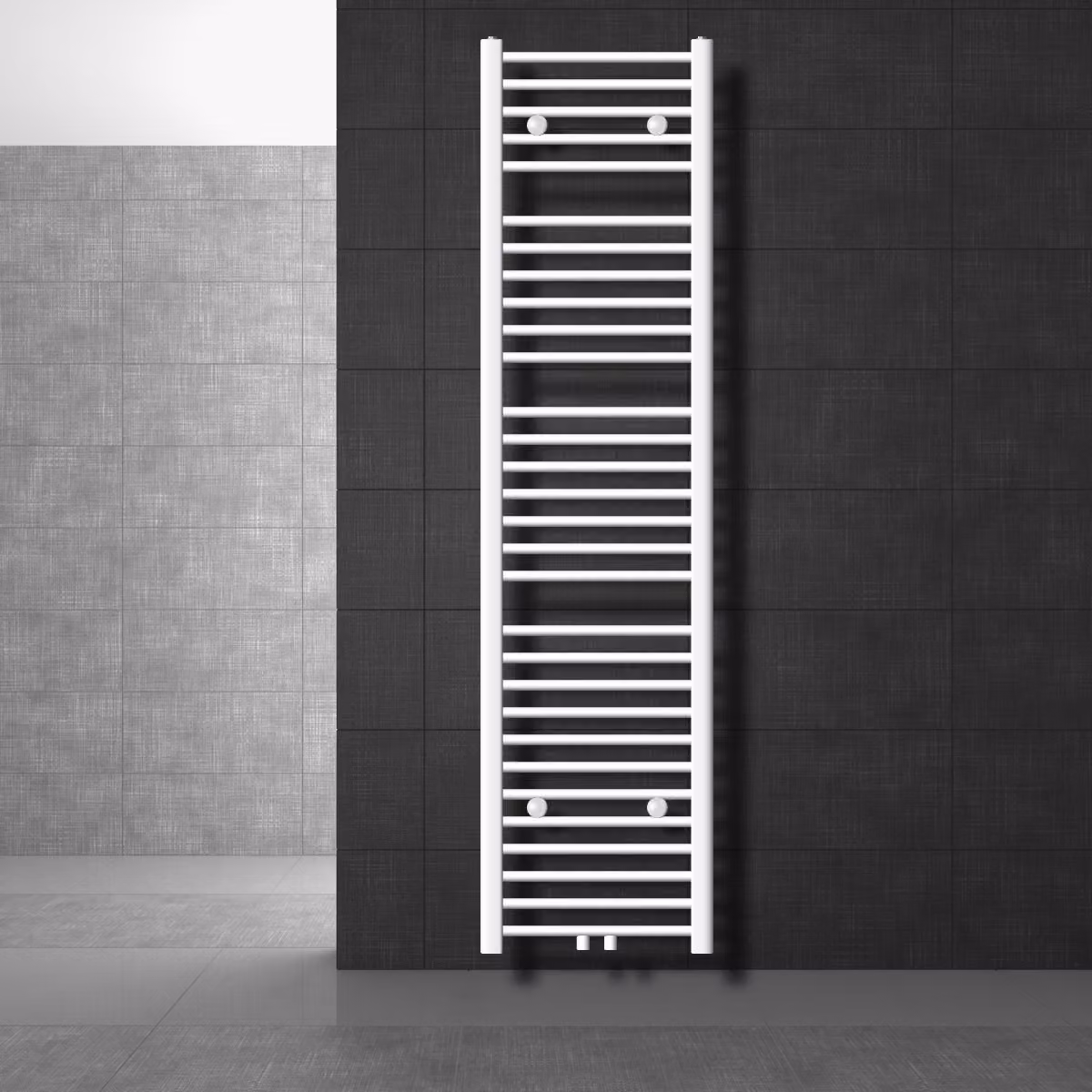 LuxeBath radiatore per bagno Sahara, 400x1800 mm, bianco, diritto con attacco centrale, senza elemento riscaldante