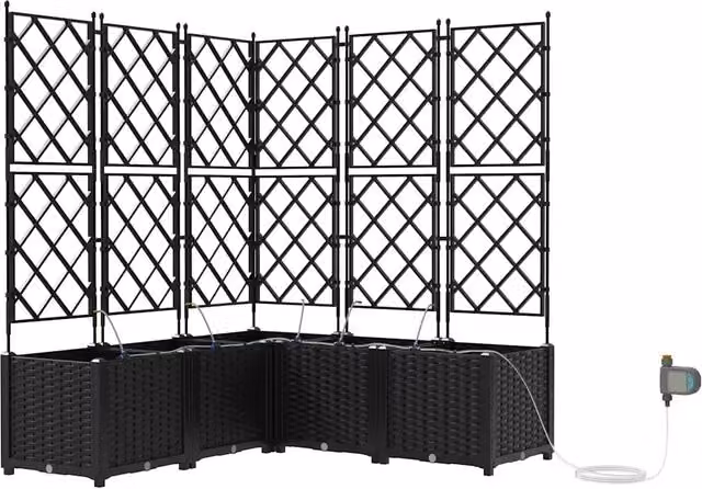 Fioriere | Cassetta per fiori | Vaso da giardino 5 pz Nero 120 x 120 x 142 cm Plastica