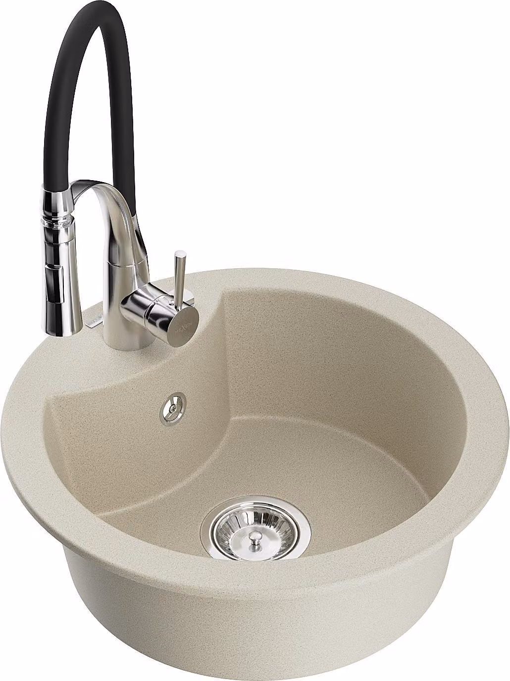 Mexen Diego lavello in granito a 1 vasca con rubinetto da cucina Aster, beige - 6512-69-73450-07