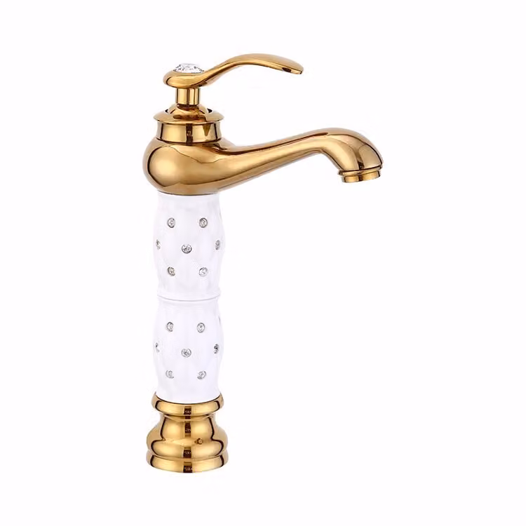 Rubinetto per lavabo KRAN retro GOLD cristalli in piedi KLIA LAUFERI glamour