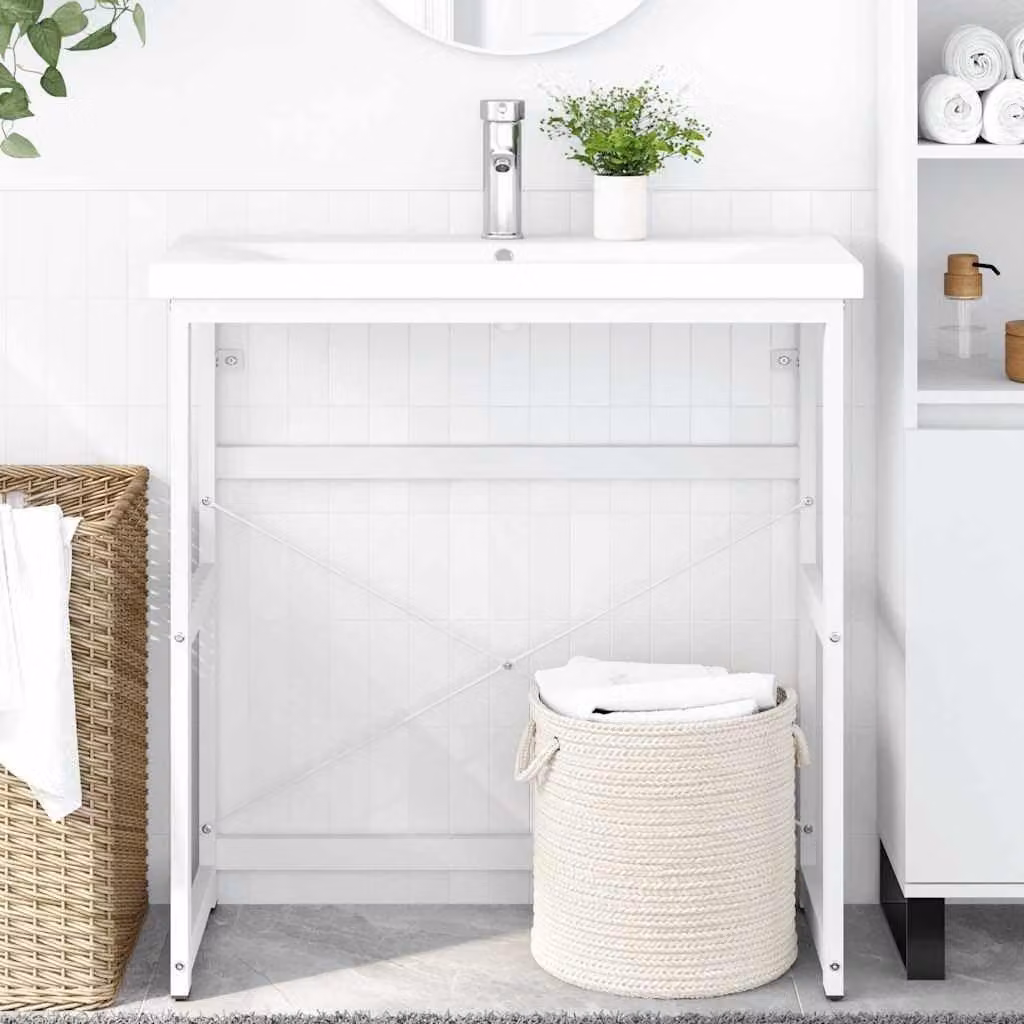 Base per lavabo in ferro verniciato a polvere, colore bianco