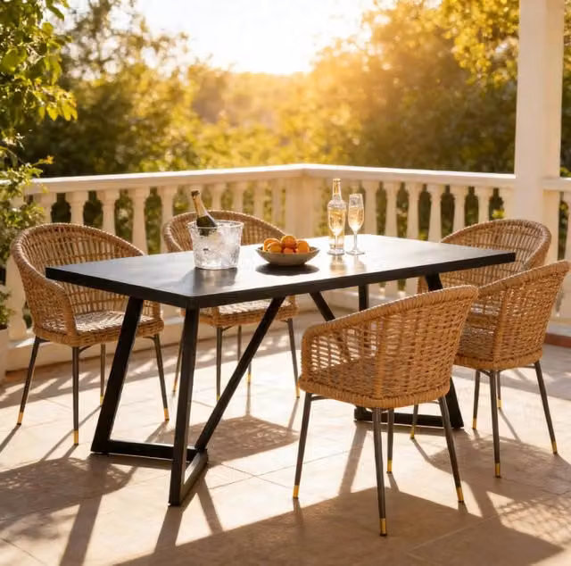 Tavolo da pranzo rettangolare 180x80 cm nero – struttura in MDF e metallo