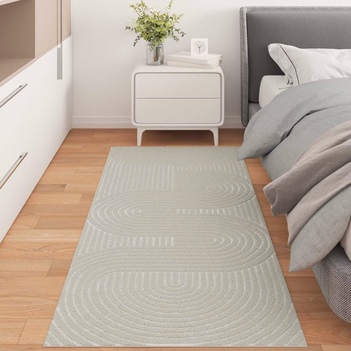 Tappeto vidaXL PALMERAS per interno ed esterno, design astratto moderno, verde e grigio, L: 80 cm x P: 200 cm