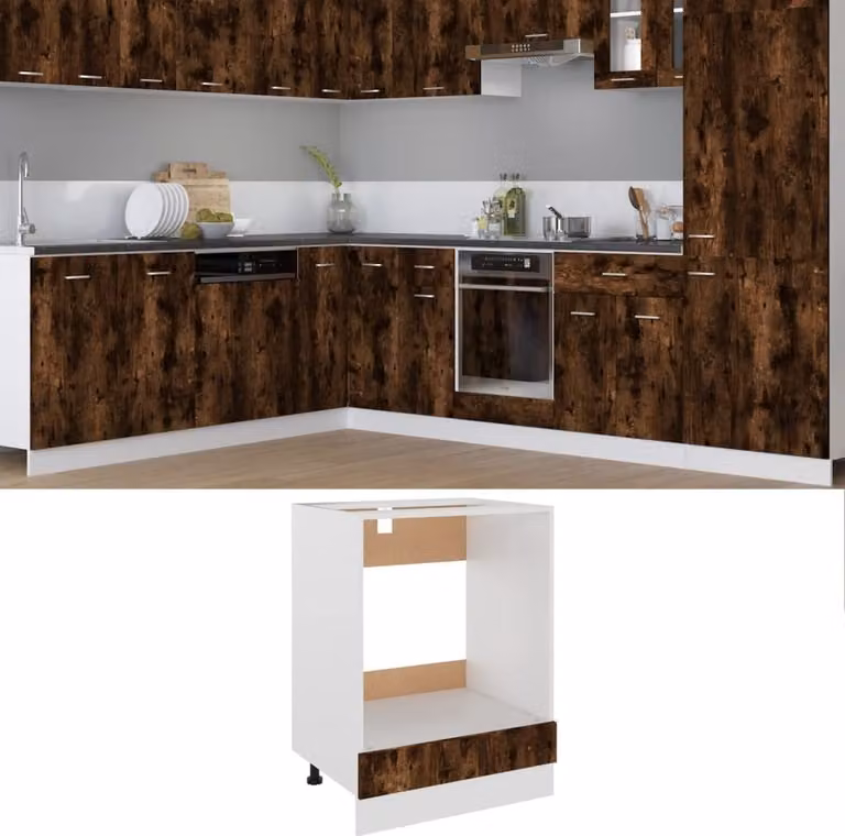 The Living Store Armadio da cucina in rovere affumicato 60x46x81,5 cm Materiale in legno