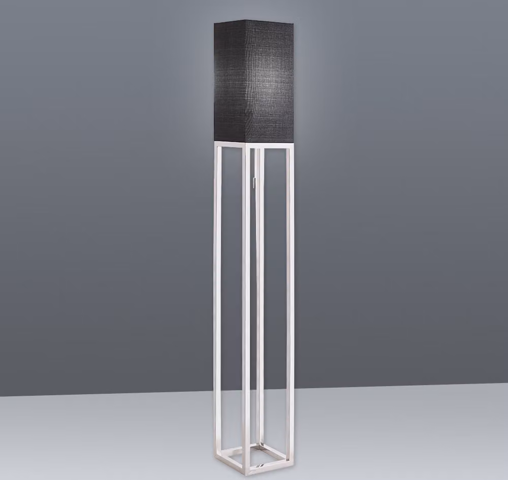 Lampada da terra Näve - Materiale: metallo, plastica, tessuto - Colore del paralume: grigio scuro Colore della base: cromo; 2064822