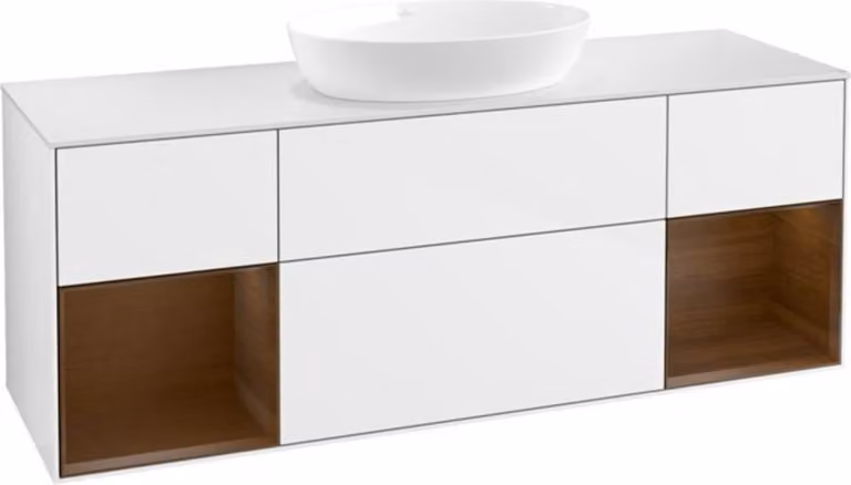 V&B illuminazione a parete del mobiletto Finion 160cm, Pl w m, Reg wal ven, glo wh. Lac