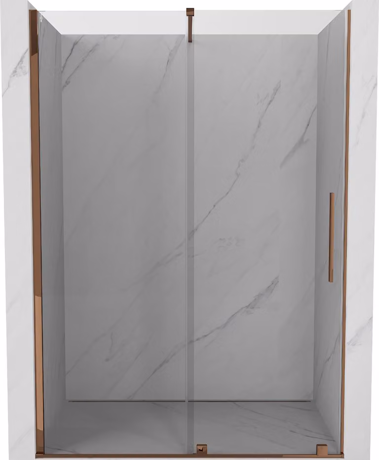 Mexen Velar porta doccia scorrevole 160 cm, trasparente, oro rosa - 871-160-000-01-60