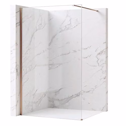 Rea - Parete Doccia Flexi Transparent 110 Vetro Trasparente Da 8 Mm, Rame Spazzolato, Walk-In 120X110X195Cm