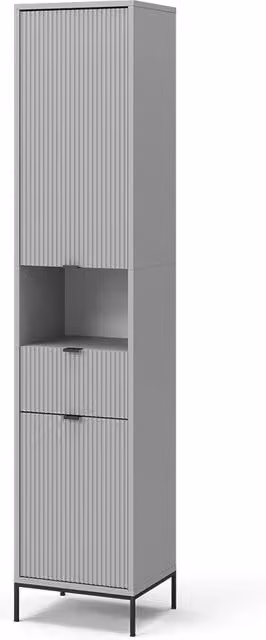 Armadio per il bagno Eliza Grigio 40 x 190 cm con ante e cassetto Vicco