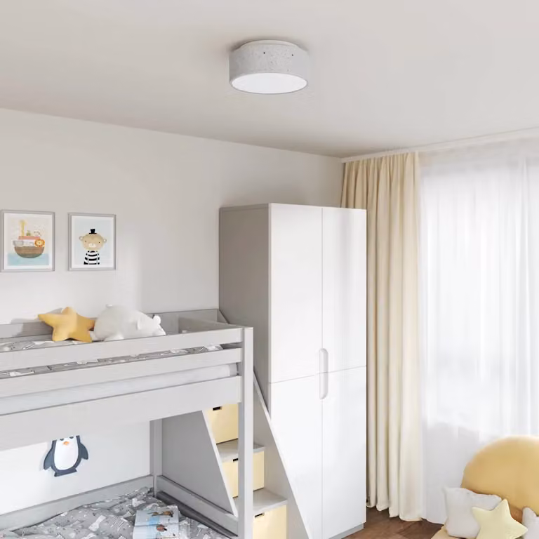 vidaXL Lampada da soffitto rotonda in tessuto Grigio e Bianco L/P/H: 30 x 30 x 13,5 cm