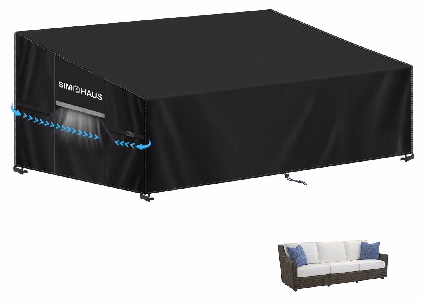 Telo protettivo per divano da giardino, 4 posti, impermeabile, tessuto Oxford 420D, dimensioni 235x85x81/61 cm