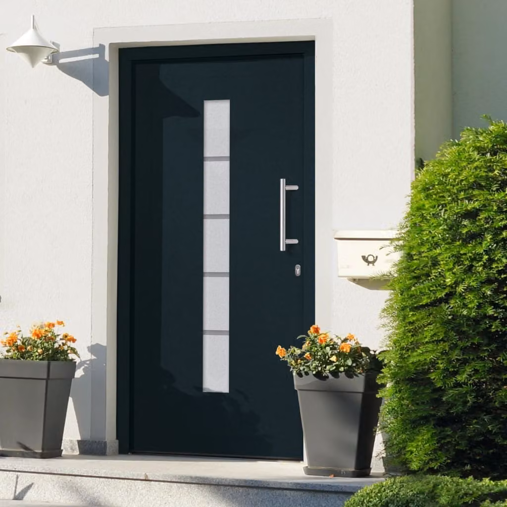 The Living Store porta d'ingresso in alluminio e PVC antracite 100x210 cm