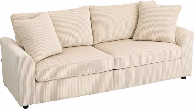 Divano 3 posti in velluto con 2 cuscini ¨C Xylo ¨C 212 cm crema