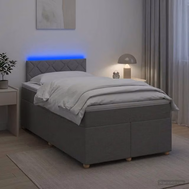 Letto box spring ibrido vidaXL con materasso a molle insacchettate e base contenitore, Grigio, L/P: 120 x 200 cm – 1
