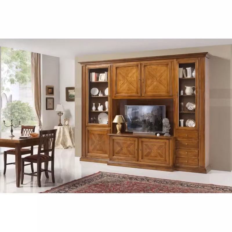 Parete attrezzata in legno di pino Mobili 2G colore marrone L: 298 cm, P: 56 cm, H: 237 cm – 2