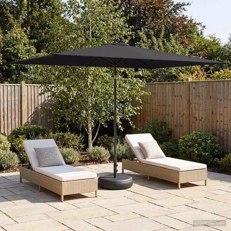 Maison Exclusive - Ombrellone da giardino con base, forma rettangolare, dimensioni 2 x 3 metri, tessuto in poliestere, colore antracite