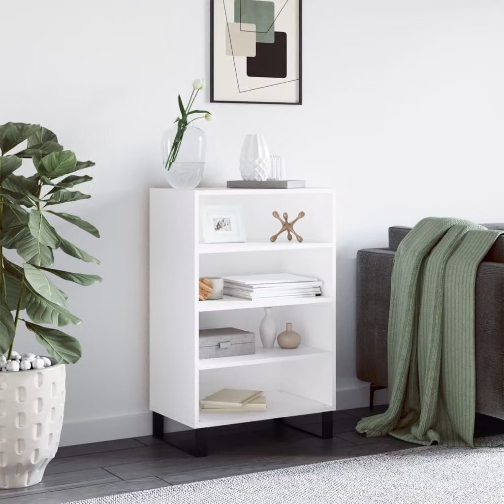 Credenza moderna bianca vidaXL in legno e metallo, L: 57 cm, P: 35 cm, H: 90 cm
