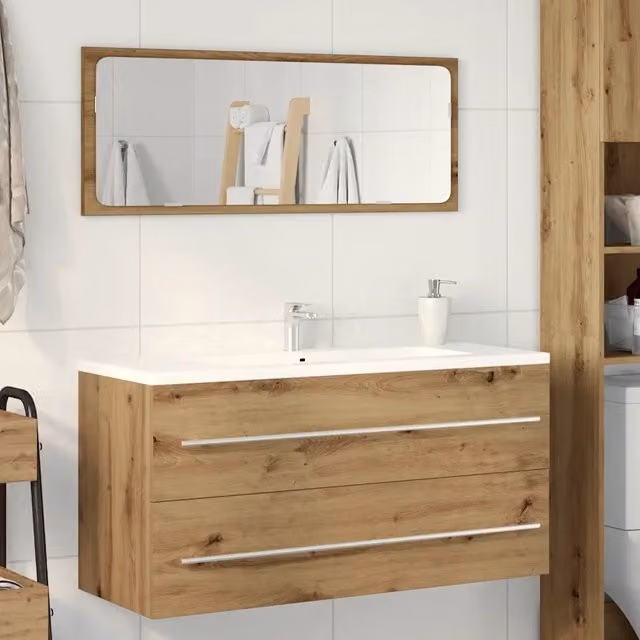 Mobile Lavabo Bagno-Armadietto da bagno Artigianale 100x38,5x48cm Legno Multistrato