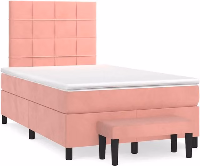 Giroletto a Molle con Materasso Rosa 120x190 cm in Velluto 3270474